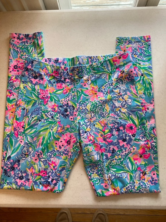 Lilly Pulitzer Other - Lilly Pulitzer Blue Floral Girls' Leggings with Pink & Green Accents